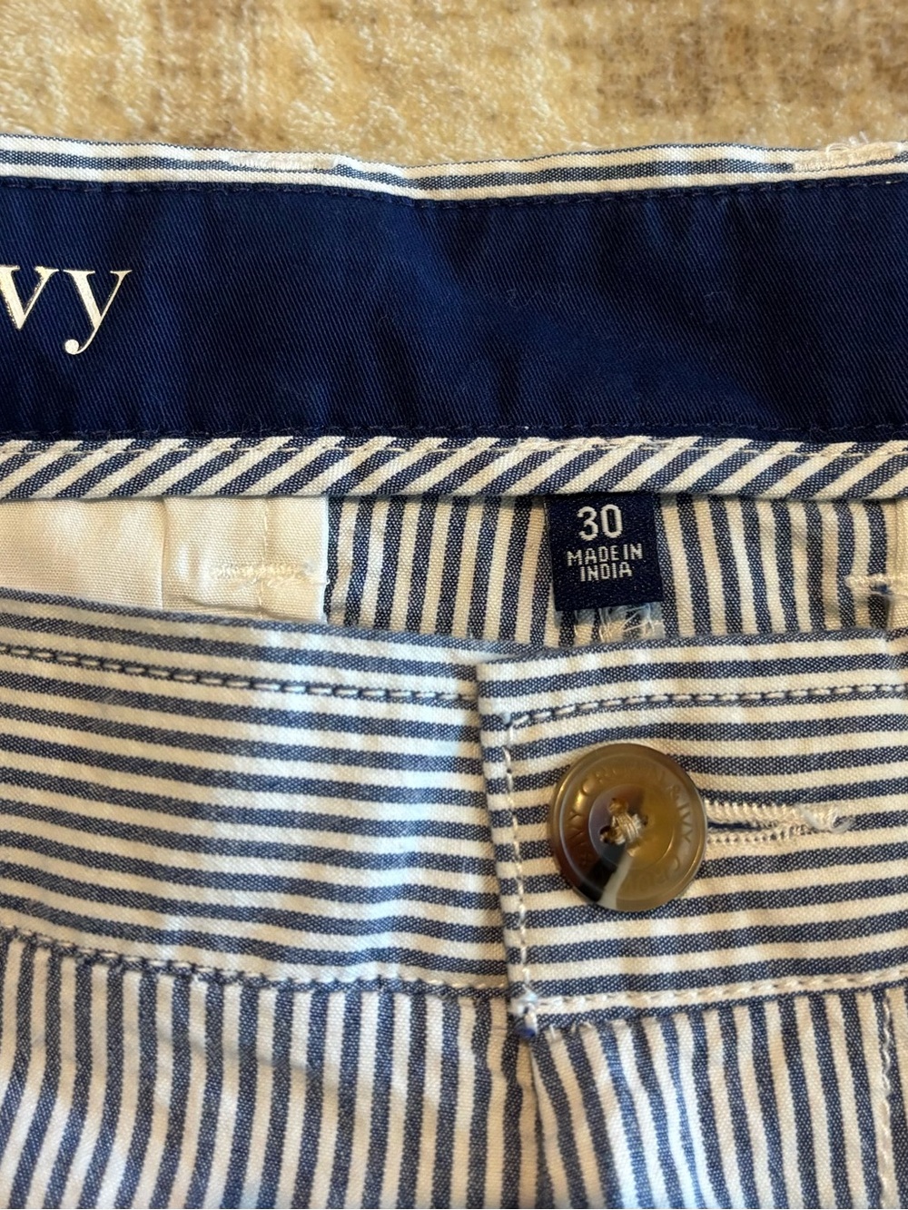 crown & ivy Navy and White Striped Men’s Shorts